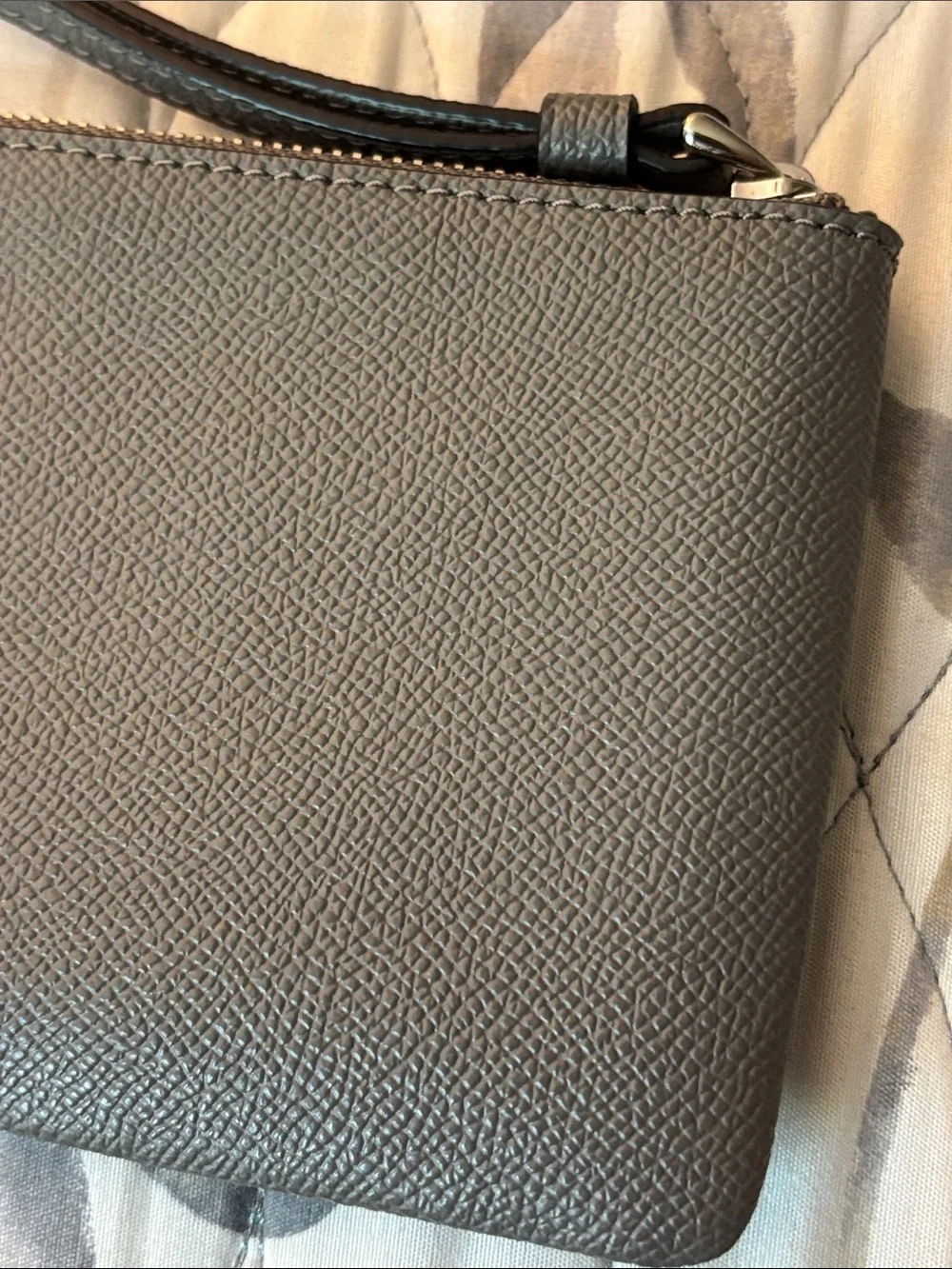 Coach Pebbled Leather Wristlet Pouch in Gray